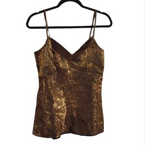 Cami top metallic gold babydoll Fairy grunge Whimsigoth Rave Holiday S
